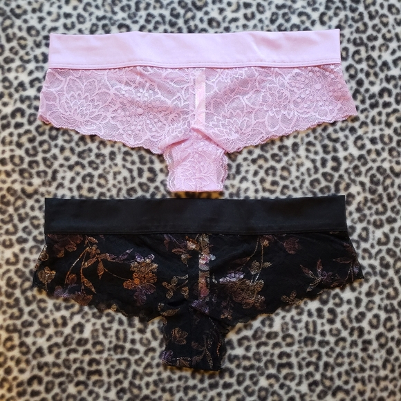 VS PINK Shine Floral Lace Cheeksters, Size M, Set of 2, NWOT, Pink-Purple/Black - Picture 3 of 12